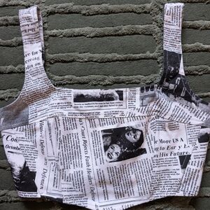 Newspaper Print Women's Crop Top